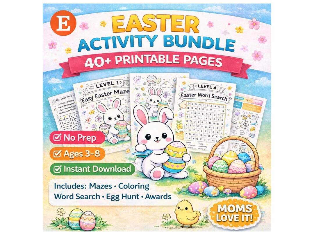 Easter Activity Bundle for Kids Printable – 40+ Pages, Easter Games PDF ...