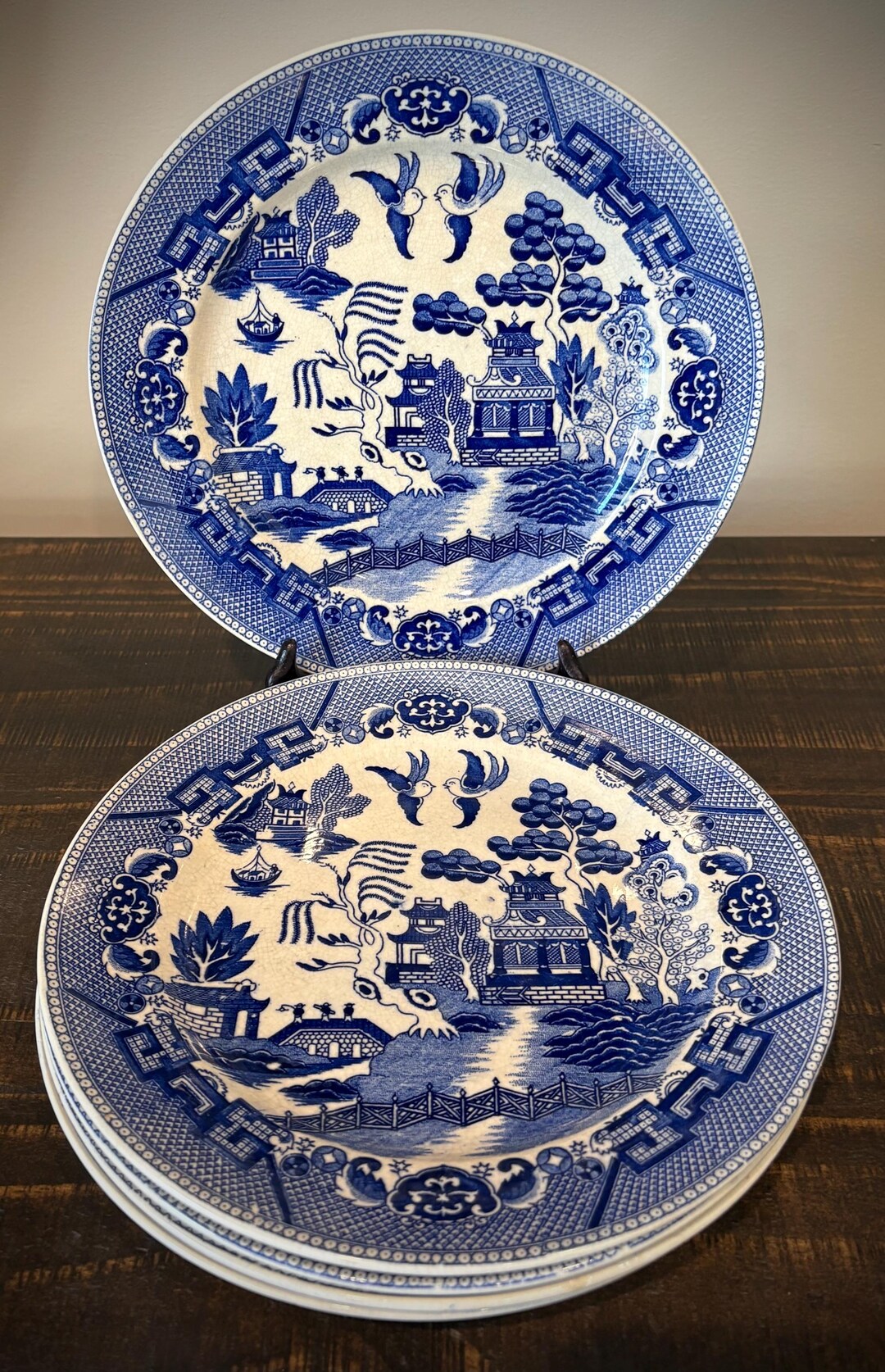 Set of 5 Vintage Blue Willow Plates, Made in Japan (9 1/4 Inch Diameter ...