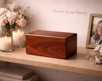 Handcrafted Wooden Cremation Urn Box | Personalized Memorial keepsake | Rosewood Funeral Urn