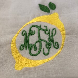 monogram lemon towel- lemon hand towel- monogram lemon hand towel- hand towel lemon- monogram lemon- lemon monogram- lemon kitchen towel