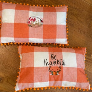 fall pillow- thanksgiving pillow- thanksgiving decor- fall decor- fall decoration- thanksgiving decoration- embroidered fall pillow