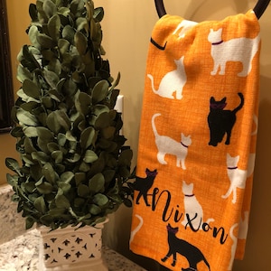 kitchen towel fall hand towel monogrammed towel Halloween fall towel Halloween dish towel personalized fall towel personalized towel image 1