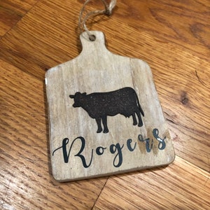 cow ornament- farm ornament- cutting board oranament- Christmas ornament- cow Christmas ornament- cow holiday ornament- farm animal ornament