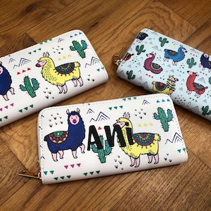 Cartera personalizada- regalo para ella- cartera para su- cartera- chicas cartera- regalo adolescente- regalo preadolescente- llama cartera- llama- llama facturafold