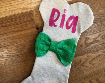 pet stocking- bone shaped stocking- stocking for pet- stocking for dog- dog stocking- burlap pet stocking- stocking bone shaped