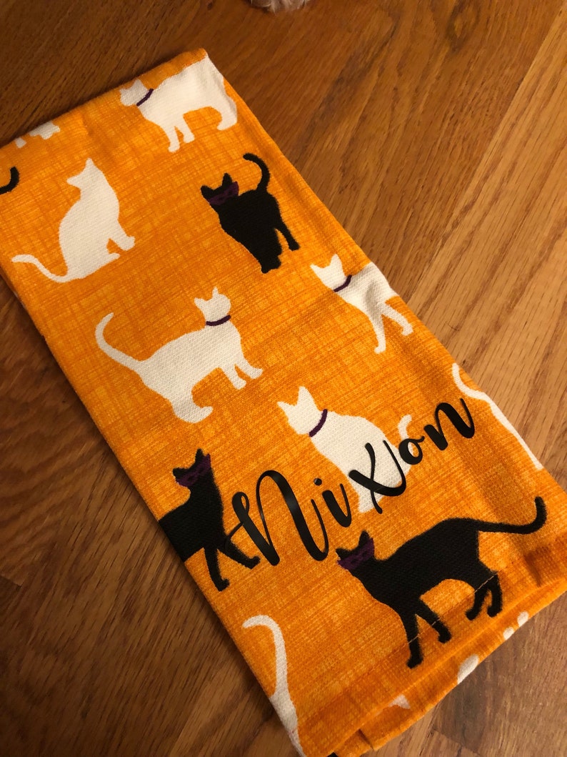 kitchen towel fall hand towel monogrammed towel Halloween fall towel Halloween dish towel personalized fall towel personalized towel image 2