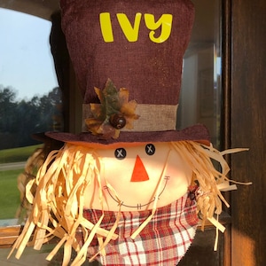 personalized fall door hanger- fall door hanger- scarecrow door hanger- scarecrow decor- personalized fall decor-  personalized scarecrow