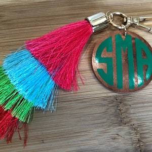 personalized keychain- personalized tassel keychain- personalized keychain tassel- monogram keychain- initial keychain- gift for her