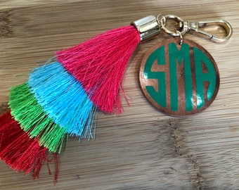 personalized keychain- personalized tassel keychain- personalized keychain tassel- monogram keychain- initial keychain- gift for her