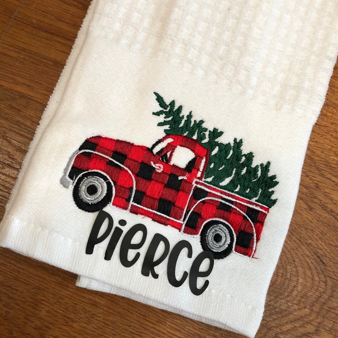 Red Truck Towel Red Truck Hand Towel Red Truck Kitchen Etsy
