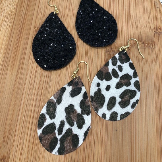 Faux Leather Earrings Leopard Print Animal - Leopard Faux Leather Earrings Faux Leather Earrings Leopard Print Animal - Leopard Faux Leather Earrings