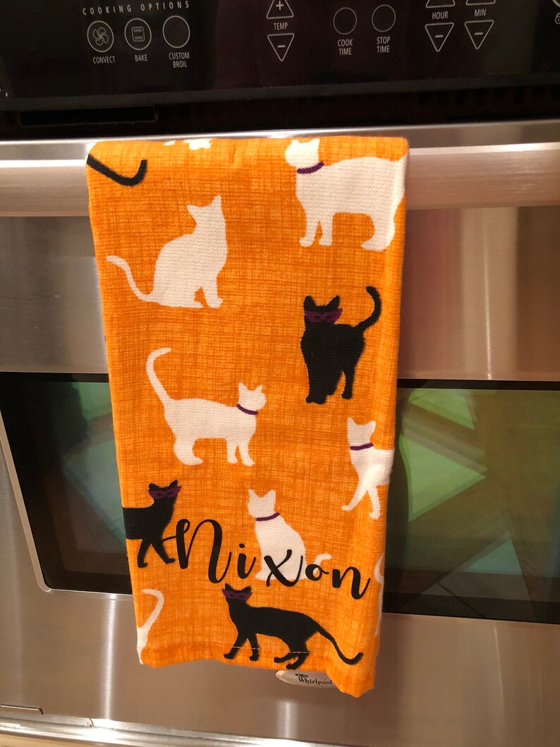 kitchen towel fall hand towel monogrammed towel Halloween fall towel Halloween dish towel personalized fall towel personalized towel image 3