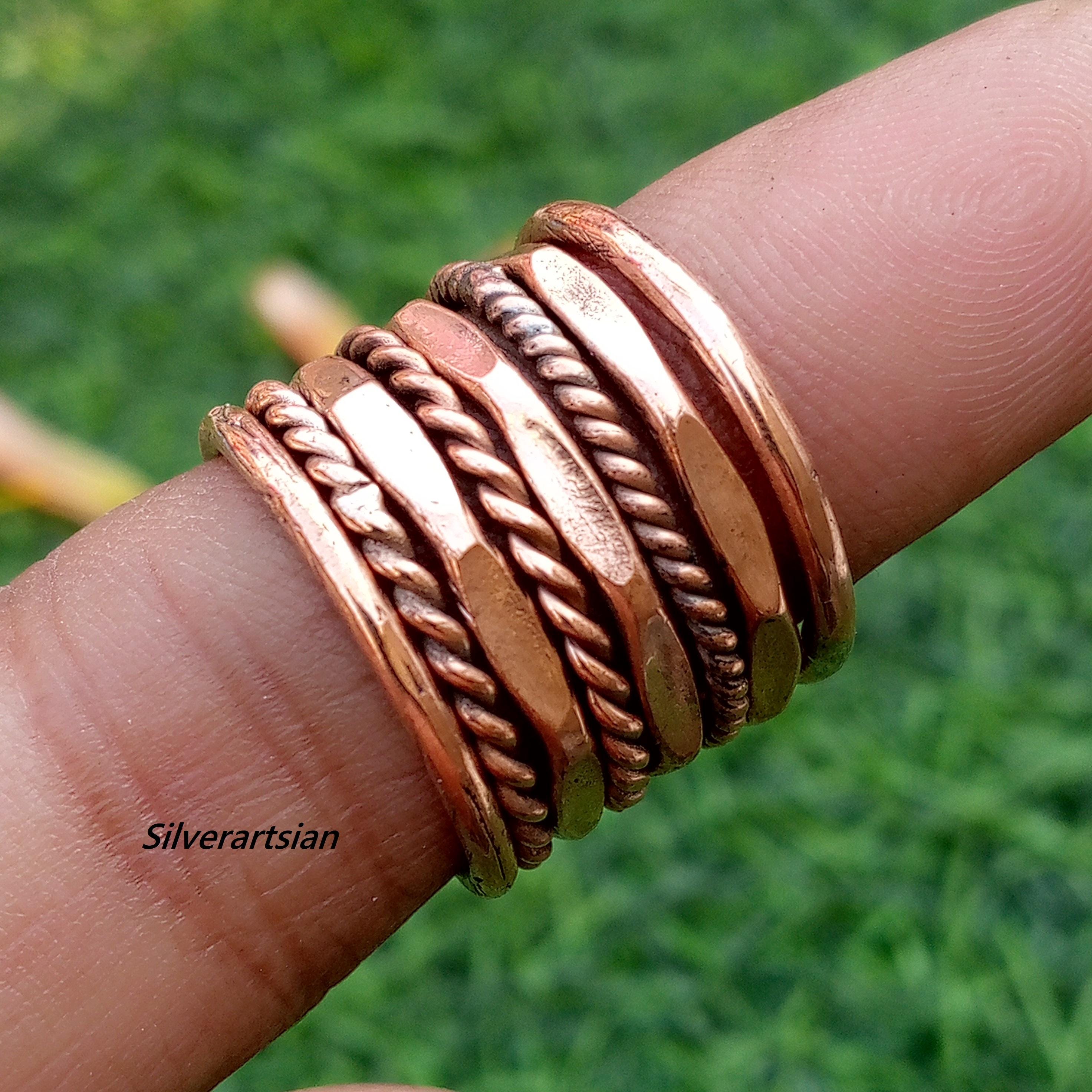 100% Pure Copper Wire Ring, Set of 8 Copper Rings for Men& Women ...