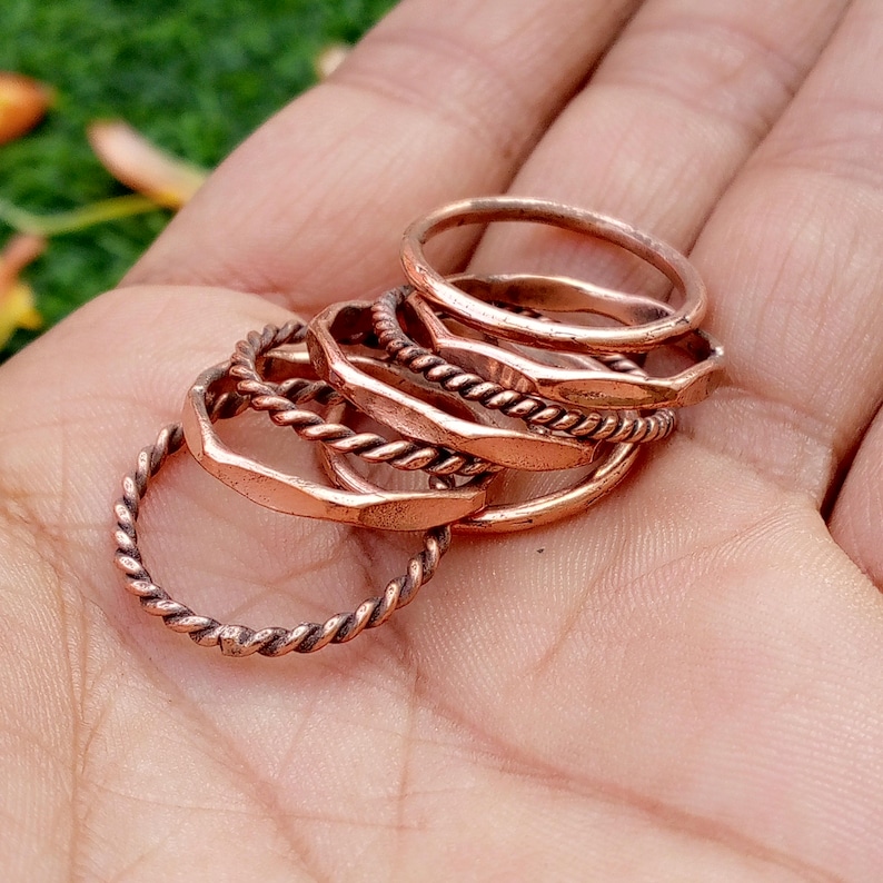100% Pure Copper Wire Ring, Set of 8 Copper Rings for Men& Women ...