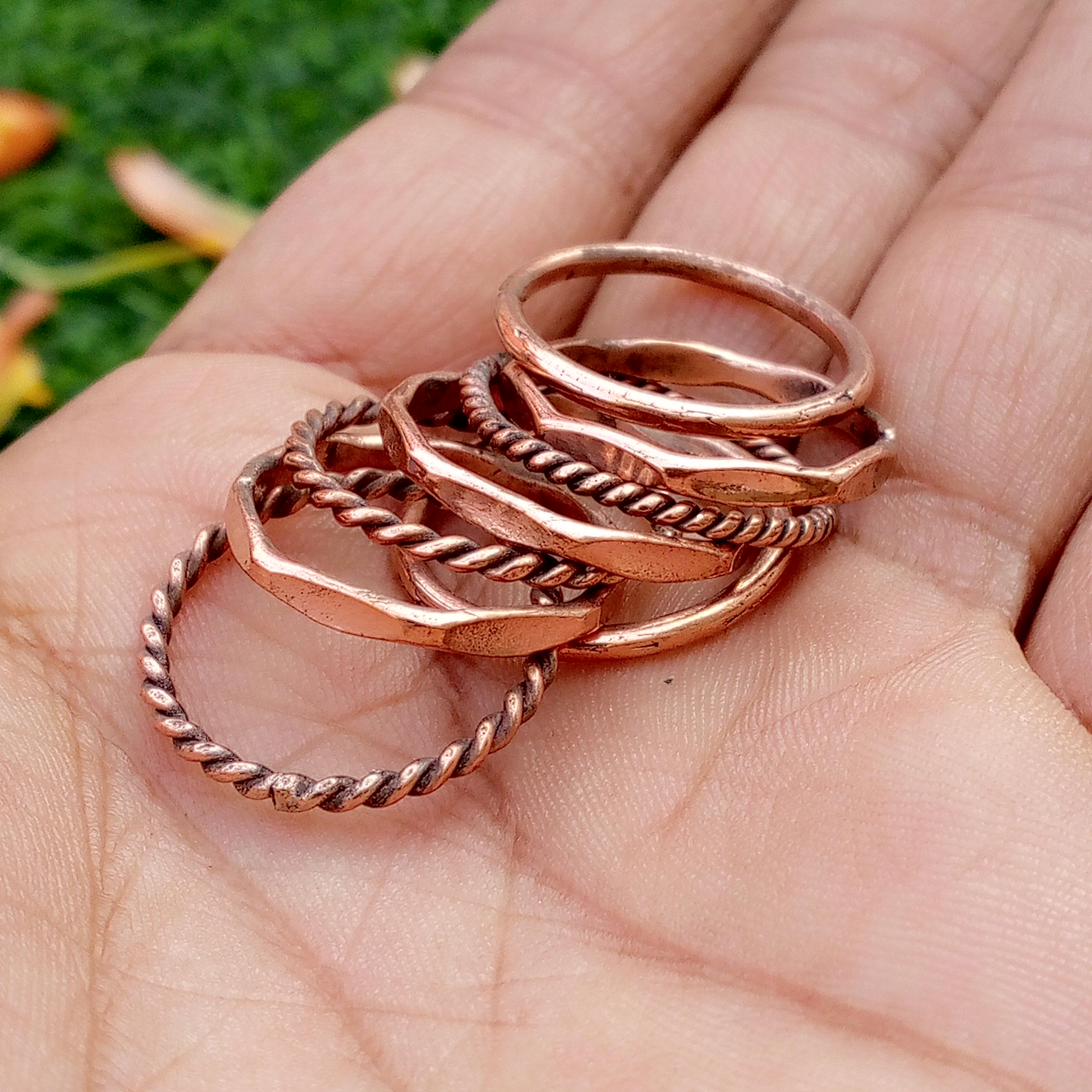 100% Pure Copper Wire Ring, Set of 8 Copper Rings for Men& Women ...