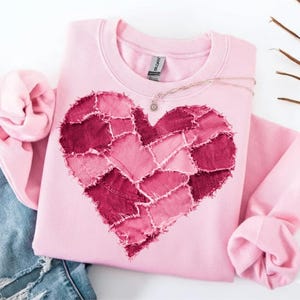 Denim Patchwork Herz png, Retro Valentinstag png, Faux Denim Patchwork Herz png, trendiges Valentinstag png.