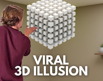 Trending 3D Cube Illusion | Mini Cubes | Geometric Abstract Wall Decal Design PDF | Optical Illusion