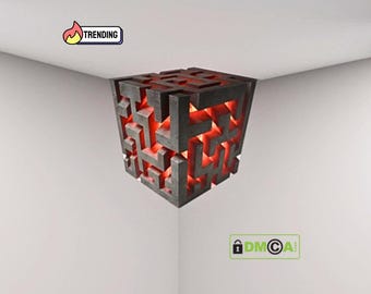 Viral 3D Maze Cube Optical Illusion | Geometric Wall Art (Digital Download)