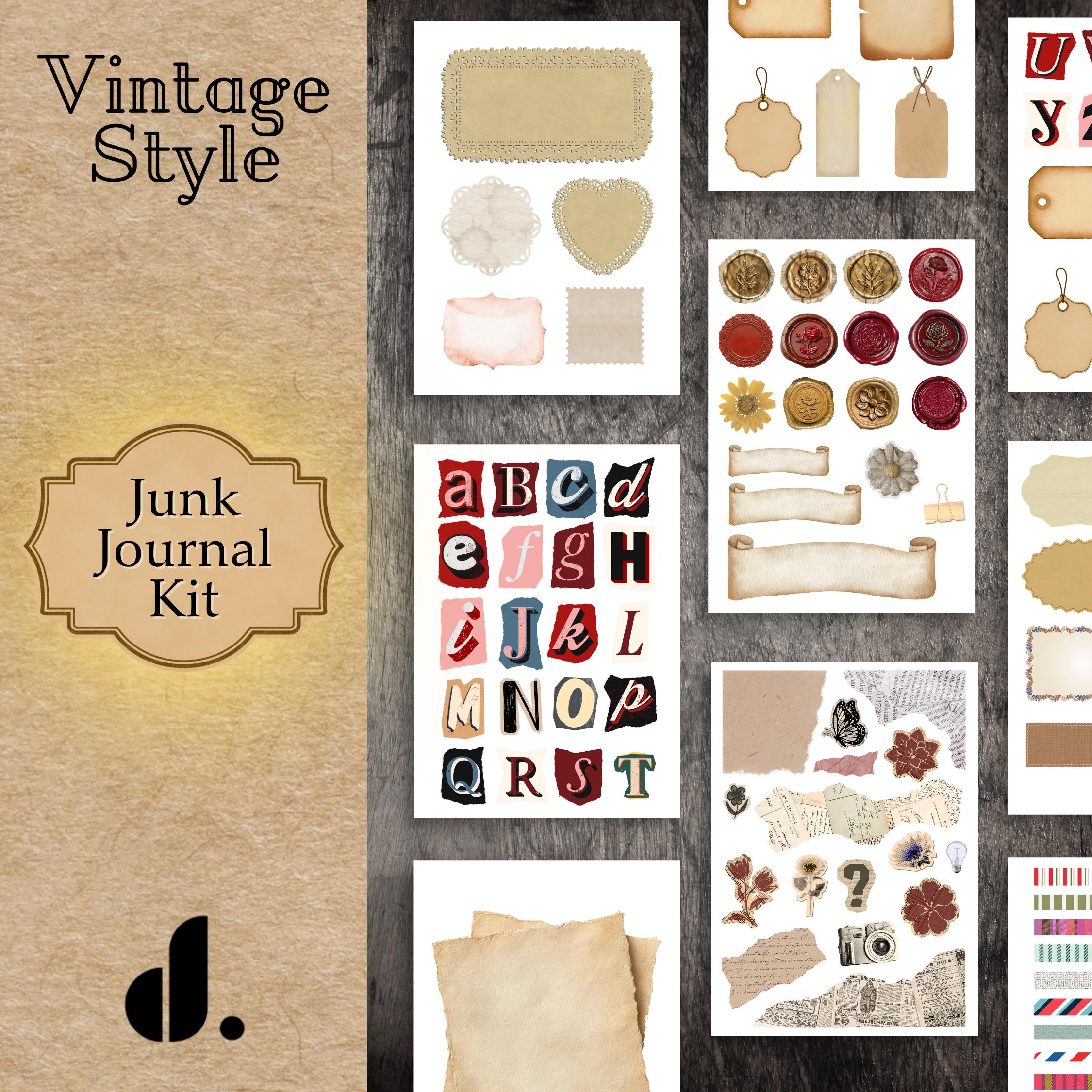 120 Page Vintage Junk Journal Scrapbook Kit | Postal Theme Addons ...