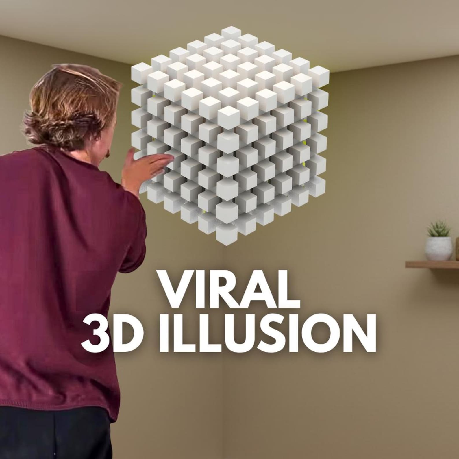 Trending 3D Cube Illusion | Mini Cubes | Geometric Abstract Wall Decal ...