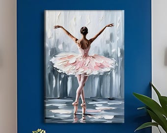 Elegant Ballerina Wall Art, Pink Ballet Dancer Poster, Graceful Dancing Girl Decor