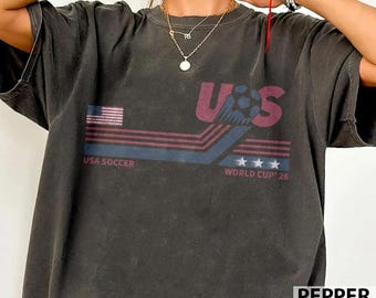 USA Soccer Shirt, World Cup 2026 Vintage T-shirt, Comfort Colors 1717 Pepper Tee, Retro United States Football Team Fan Merchandise Shirt
