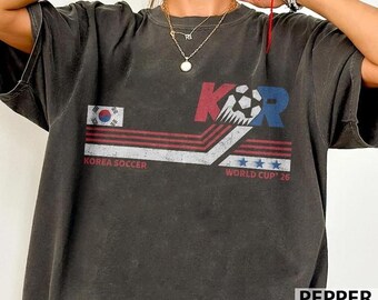 Korea Soccer Shirt, World Cup 2026 Vintage T-shirt, Comfort Colors 1717 Pepper Tee, Retro South Korean Football Team Fan Merchandise Shirt
