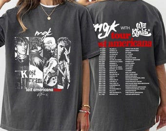 MGK Wiz Khalifa Tour Shirt, Lost Americana Vintage Concert Tee, Rap Rock Merch Unisex Oversized Graphic T-Shirt