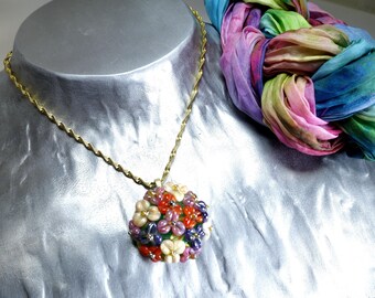 Collana Cubo 8mm Millefiori Murano Verde Scuro Con Strass - Fatto A Mano, Vetro Lampwork