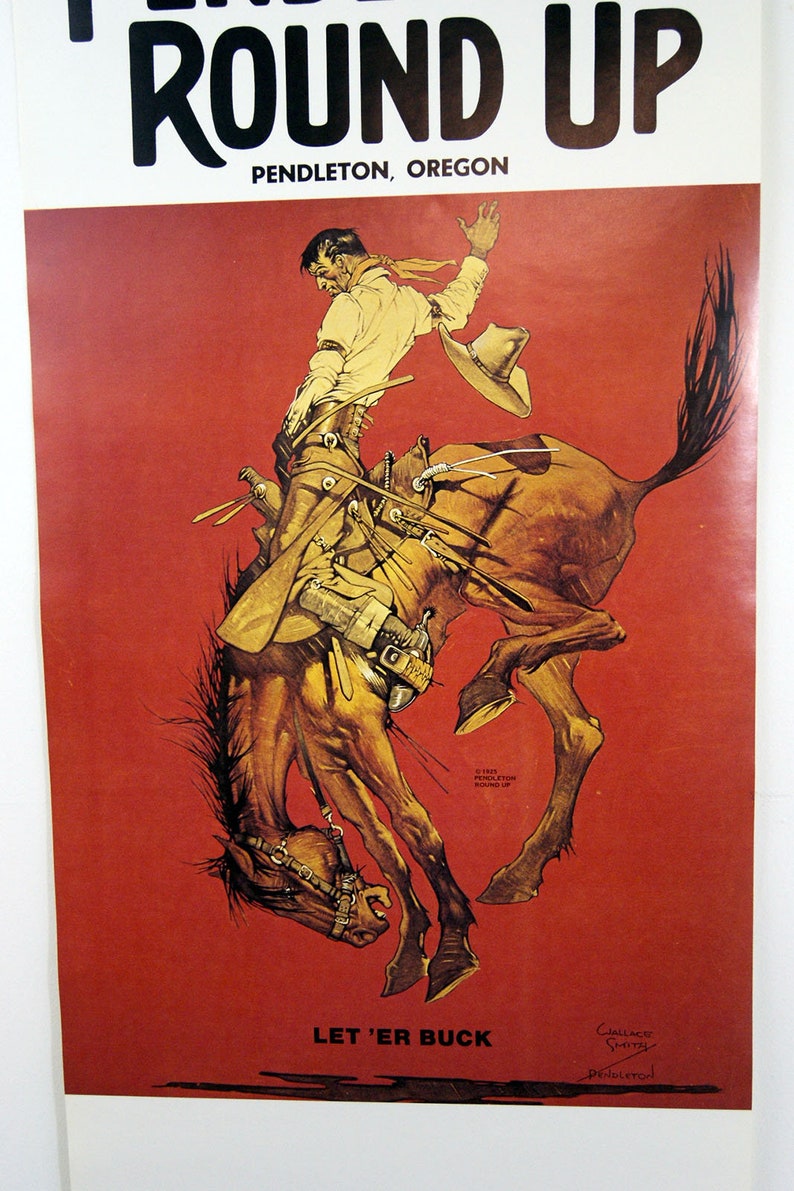Vintage 1964 Pendleton Round Up Poster Etsy