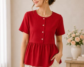Naaipatroon peplumkant top | Button-down blouse (digitale pdf)