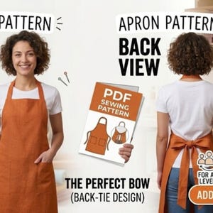 Wykrój na fartuch lniany | Krzyżowe zapięcie na plecach, detale z falbanką (pobranie cyfrowe)