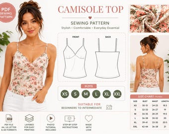 Naaipatroon buste en cami, V-hals spaghettibandjes (digitale download)