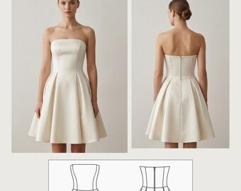 Women's maxi Mini Dress Sewing Pattern | Beginner Flared Skirt (Digital PDF Pattern)