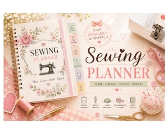 Maandelijkse naaiplanner afdrukbare pdf | Naaiprojectplanner | Patroontracker | Stoffeninventaris | Naaidagboek | Naai-organizer