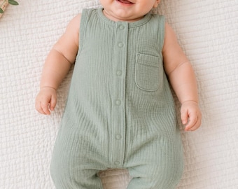Naaipatroon baby- en kinderromper pdf | Patroon mouwloos jumpsuit | 3 maanden tot 6 jaar