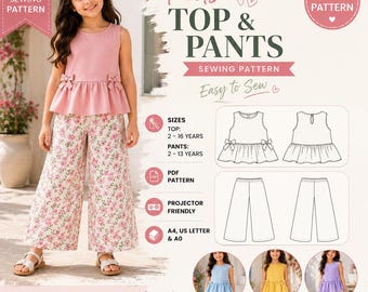 Kids Top and Pants Sewing Pattern PDF, Beginner Friendly Toddler Clothing Pattern Easy DIY Kids Outfit Pattern Top and Pants Patterns