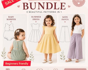 Bundel zomerse naaipatronen voor kinderen: jurk, romper, broek (pdf-download)