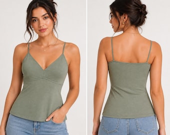 Women's Camisole Top Sewing Pattern, V-Neck Spaghetti Strap Top (Digital Download)