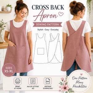 Stylish Cross Back Apron Sewing Pattern PDF | Reversible Apron Pattern | Beginner Friendly | Instant Download | XS–XL