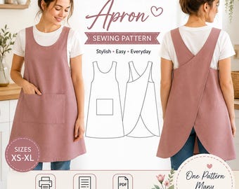 Stylish Cross Back Apron Sewing Pattern PDF | Reversible Apron Pattern | Beginner Friendly | Instant Download | XS–XL