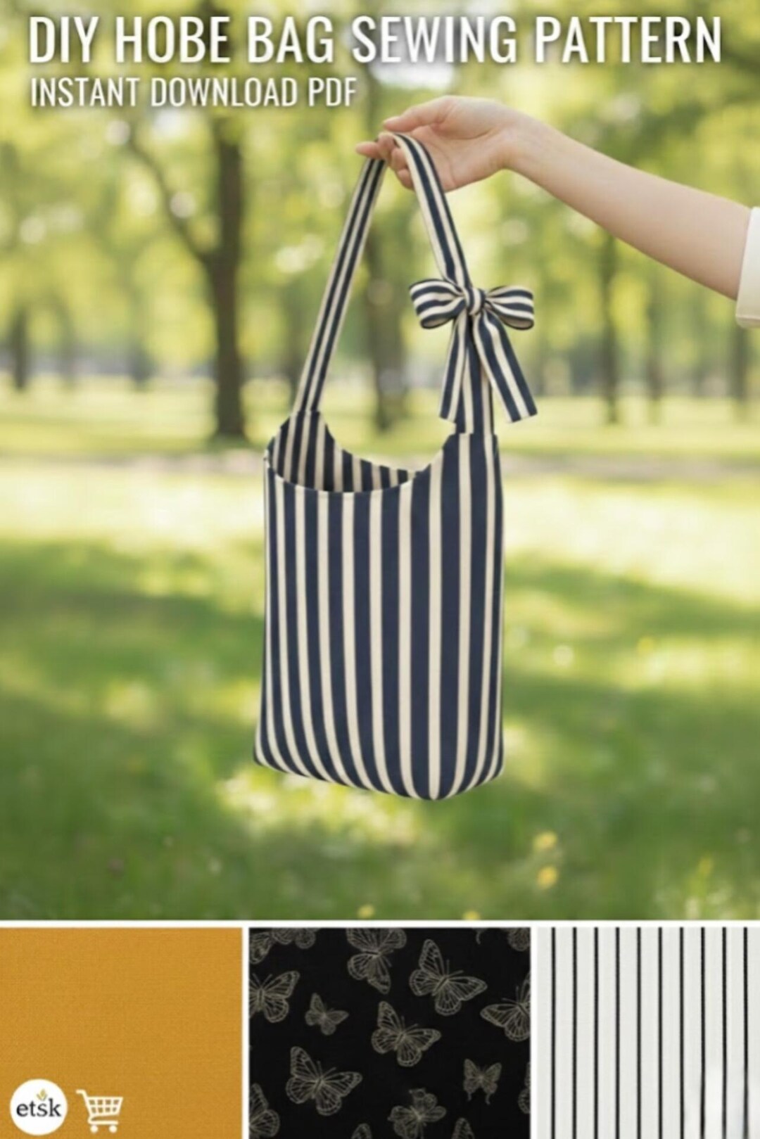Bow Strap Hobo Bag Sewing Pattern | Reversible Tote, Shoulder Bag (PDF ...