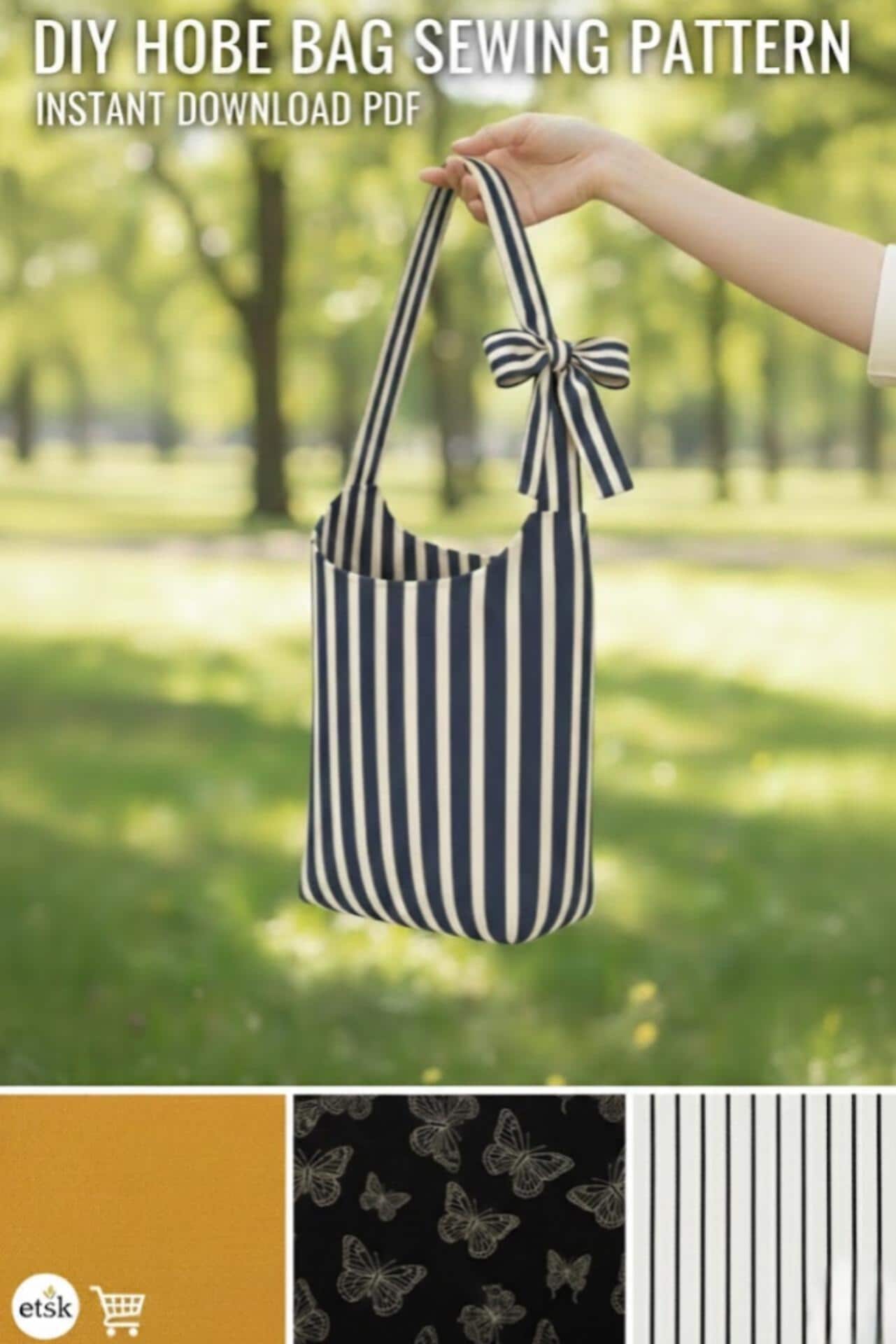 Bow Strap Hobo Bag Sewing Pattern | Reversible Tote, Shoulder Bag (PDF ...