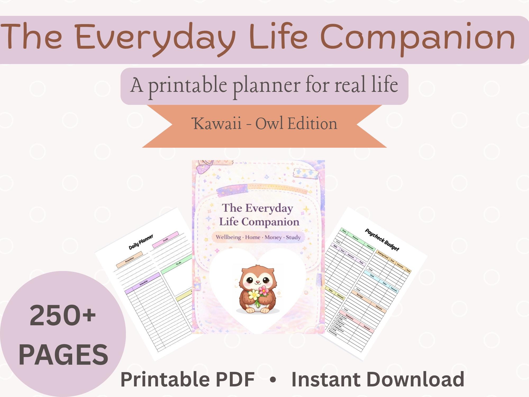 The Everyday Life Companion &ndash; Kawaii Owl Edition | Cute Printable Planner for Real Life | Unda