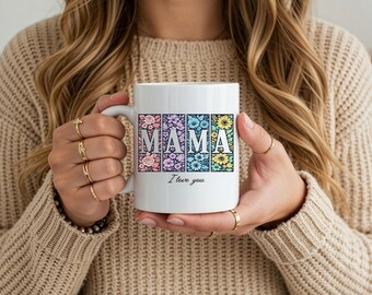 Coffee Cup Mom Gift Family Gift Custom Birth Flower Coffee Mug Baby shower Gift Custom Engraved Two-Tone Mug First Time Mom Mug New Mom Gift