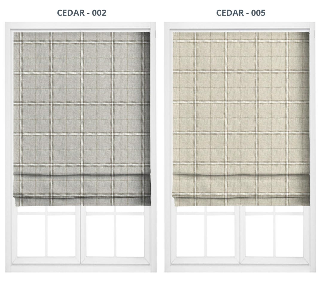 Windowpane Check/ Plaid Roman Shade. Custom Size Window Blind for ...