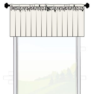 Custom Rod Pocket Valance with Header Frill. Pole-Mounted Window Curtain Valance in any Size. Choose any Fabric from our Collection.