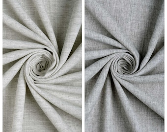 Plain Linen Texture Curtains. Smoke White/ Steel Grey. Custom Size Panel. Blackout Add-On. Back Tab/ Flat Top/ Grommet/ Rod Pocket (Cardiff)