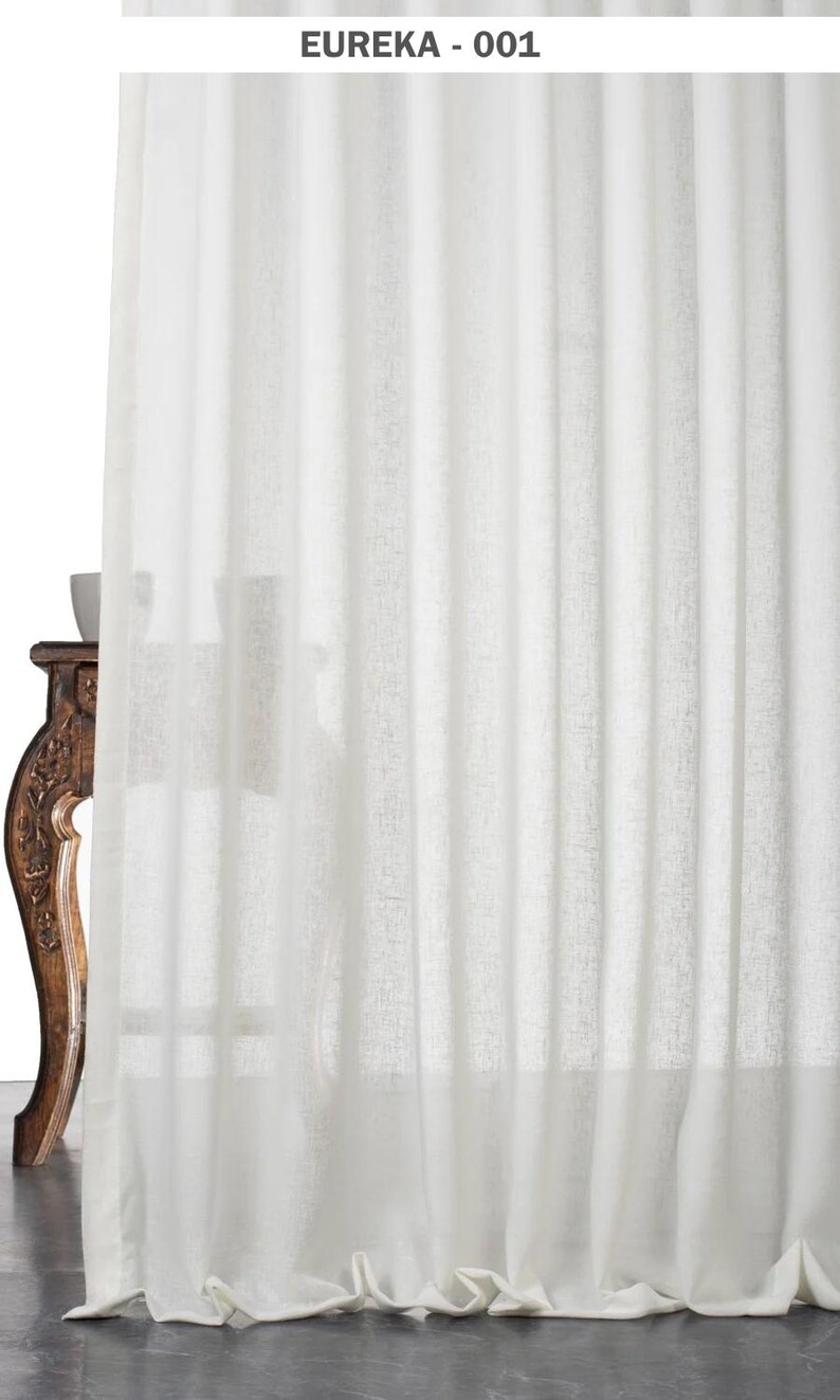 Plain Linen Texture White Sheer Fabric by Yard for Light Filtering ...