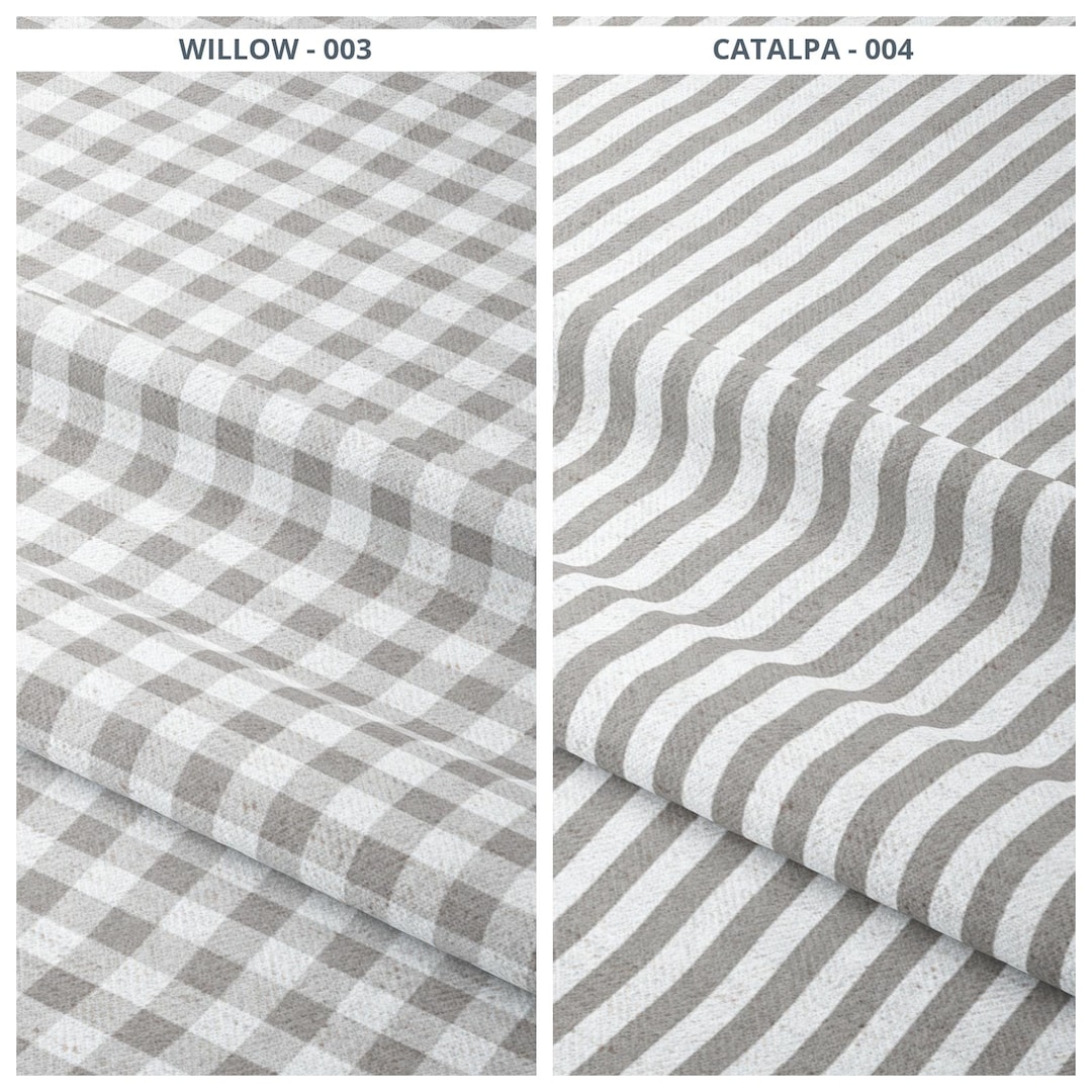 Soft Gray Candy Striped/ Gingham Check Fabric by Yard for Furniture ...
